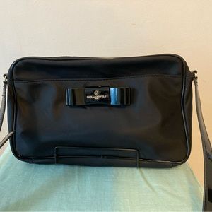 Karl Lagerfeld Penny Nylon Black Bag With Bow and Gold Hardware